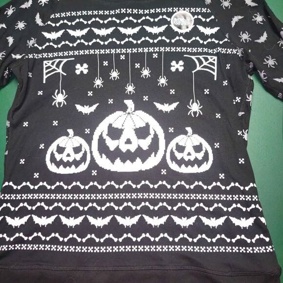 Glow in the Dark Jack-o-lantern Long Sleeve w/ Double Sided Graphics Juniors Med - Picture 2 of 6